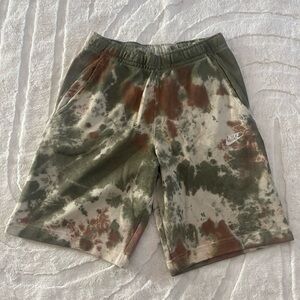 Nike Men's Athletic Shorts - Green and Brown Tie-Dye